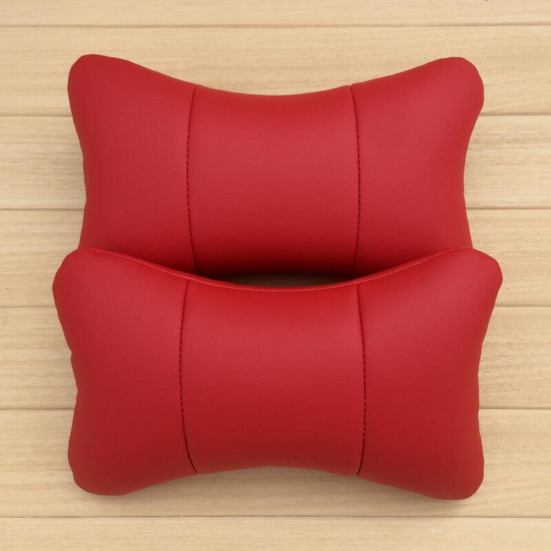 汽车头枕汽车座椅靠枕护颈枕四季通用车用头靠枕女红色一对装