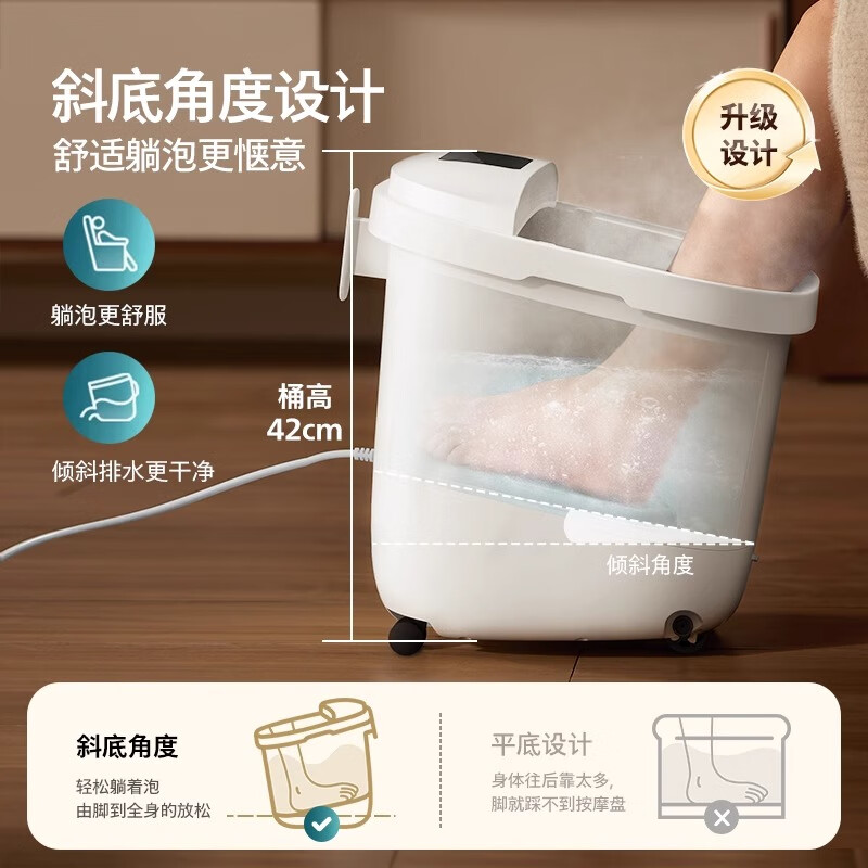 飞利浦(PHILIPS)小白桶泡脚桶加热恒温洗脚盆电动按摩加热足浴3203F/3212F 白色 PPM3203F-基础款高清大图