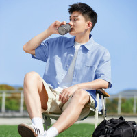 [1.5折价44元]唐狮短袖衬衫男小细节男士衬衫款短袖衬衫男短袖男士衬衫短袖