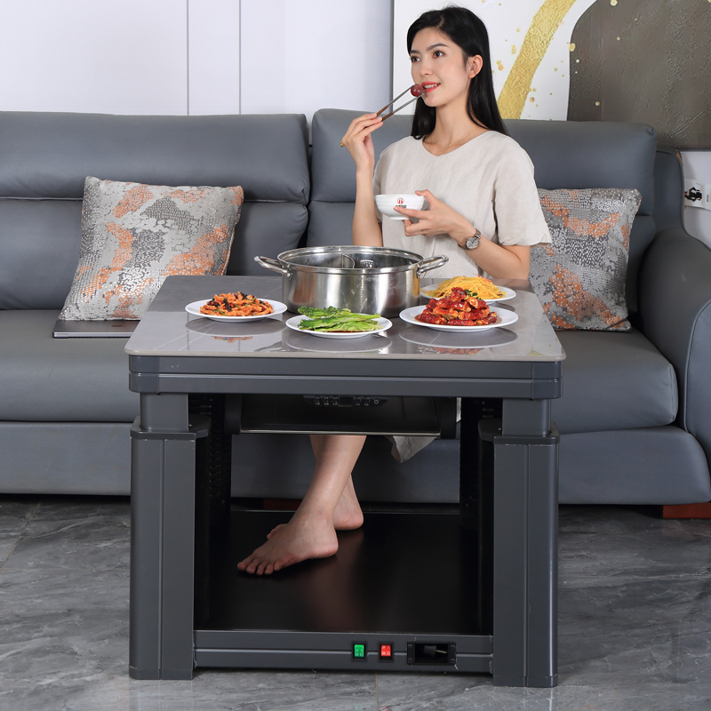 火焰山取暖桌正方形家用升降电暖桌方桌电暖桌烤火桌高清大图