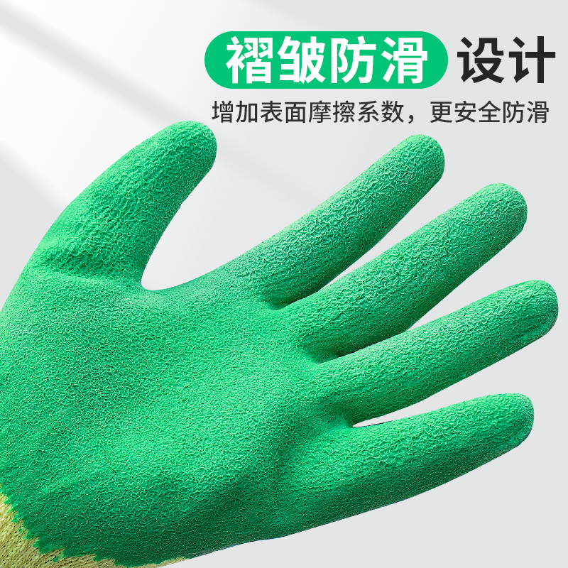 普通纱手套(12双) 劳保工作纱手套耐磨加厚薄款棉纱棉线点塑手套工地工人防护胶手套
