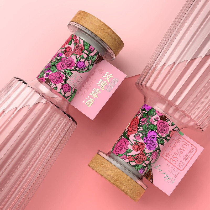 珅玉白酒粮食酒玫瑰露酒低度35度鲜玫瑰花酿造无添加礼盒装500ml单