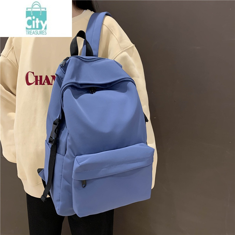 bangdou日系纯色时尚尼龙双肩包女书包女韩版高中轻便背包女大学生