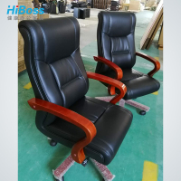 HiBoss办公椅 皮艺老板椅升降转椅 电脑椅 大班椅 实木脚椅子