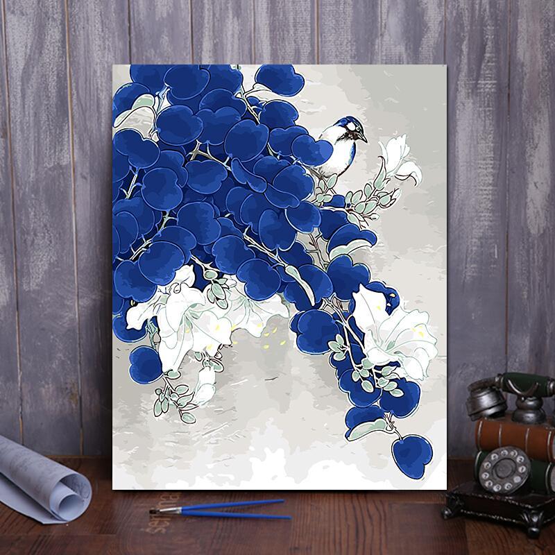 18新款diy数字油画客厅风景花卉动漫人物定制手绘填色装饰画时鸣春涧