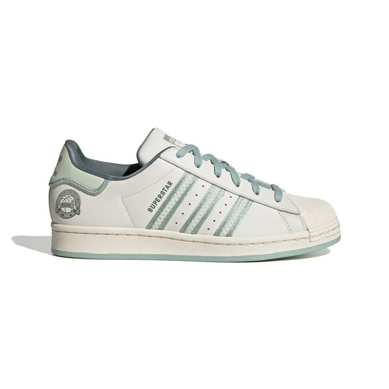 adidas originals Superstar 休闲 低帮 板鞋 女款 白绿色 IE5532