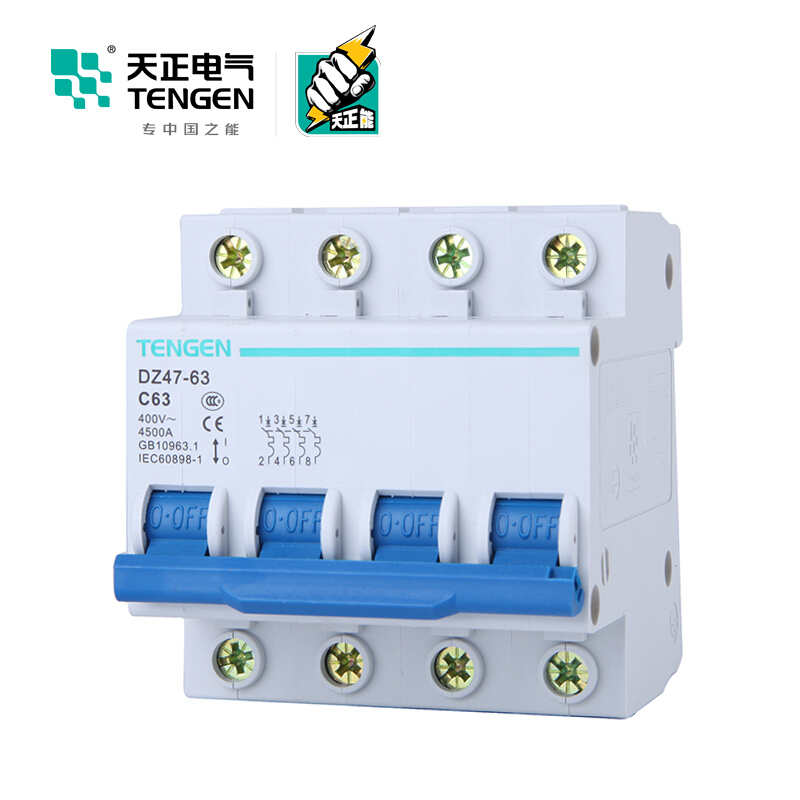 天正电气 DZ47-63 4P C 63A 4.5KA 01060020364 微型断路器