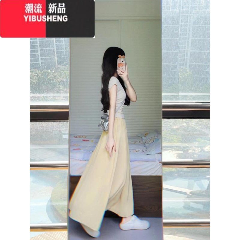 YIBUSHENG茶系穿搭一整套季2024新款微胖显瘦小香风洋气漂亮套装连衣裙子