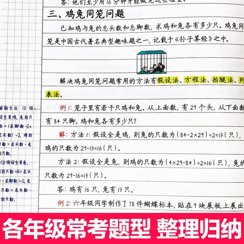 2021年数学学霸笔记小学生全套人教版新教材手写一二三四五六年级 数学错题本 3本