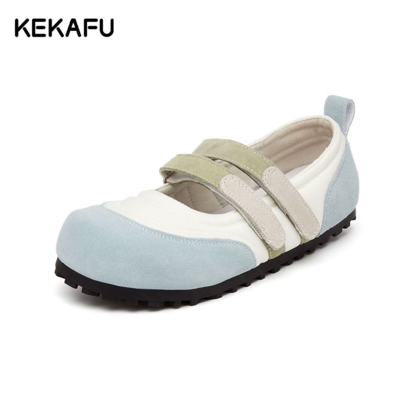 珂卡芙玛丽珍女鞋2023夏季新款软底平跟拼色芭蕾鞋配裙子丑萌单鞋