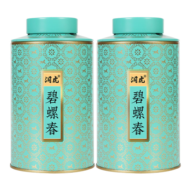 润虎绿茶新茶嫩芽高山云雾茶叶传蕴碧螺春125g*2罐