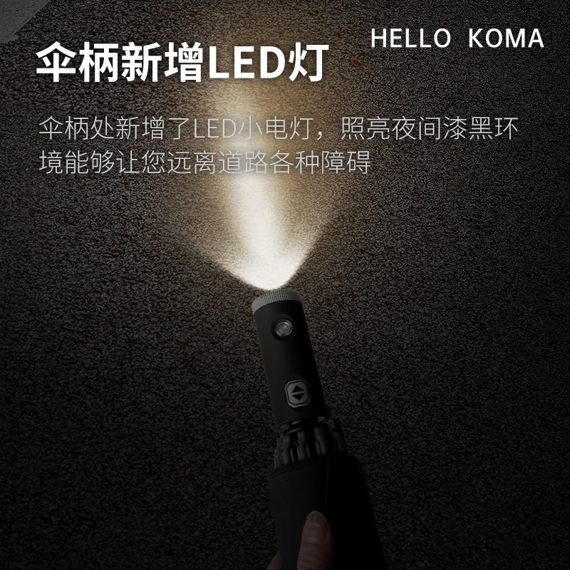 HELLO KOMA 全自动晴雨伞反向折叠商务雨伞 抹茶绿高清大图