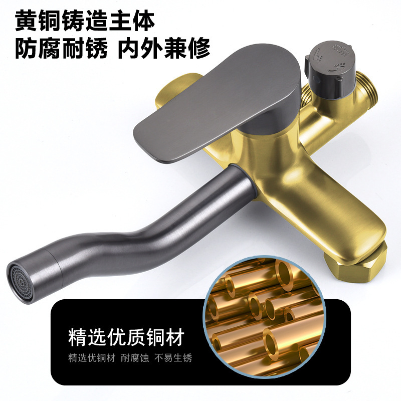汉德斯科淋浴花洒套装组合全铜主体可旋转升降杆三功能多出水家用卫生间淋雨增压顶喷手持喷头淋浴器高清大图