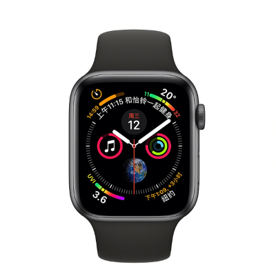 Series4 （MU6D2CH/A）44毫米 深空灰色铝金属表壳搭配黑色运动型表带 GPS