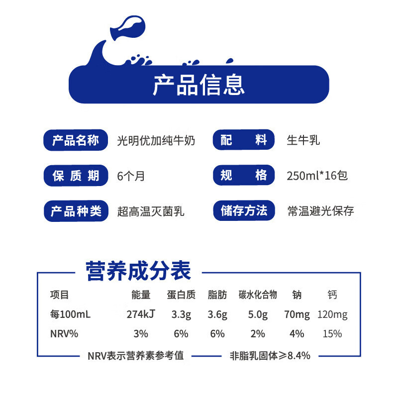 光明 优加 优+纯奶礼盒 250ml*16盒/提