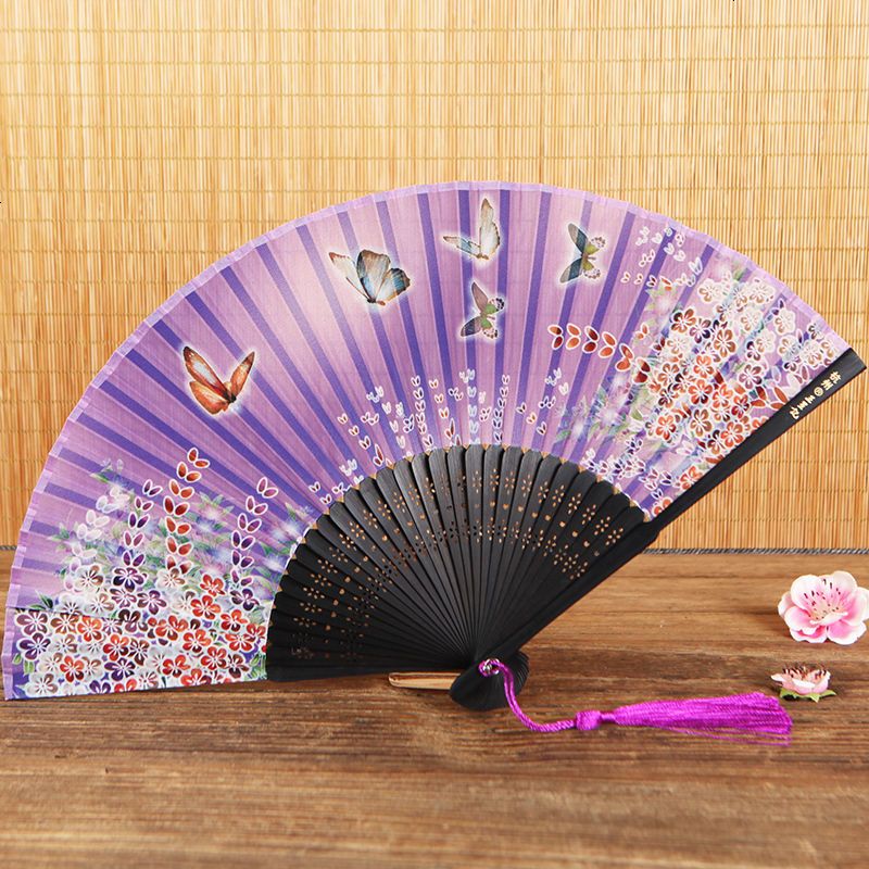 凯史甘斯 Keshegans 降温用品扇子杭州伴手礼折扇女式夏季丝绸竹绢扇礼品扇 紫底群樱 价格图片品牌报价 苏宁易购恩泽家居专营店