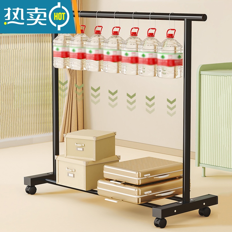 敬平简易衣帽架落地卧室内挂衣架家用单杆式移动置物折叠晾衣服的架子 1.2米黑色⭐加粗⭐22管粗晾晒架高清大图