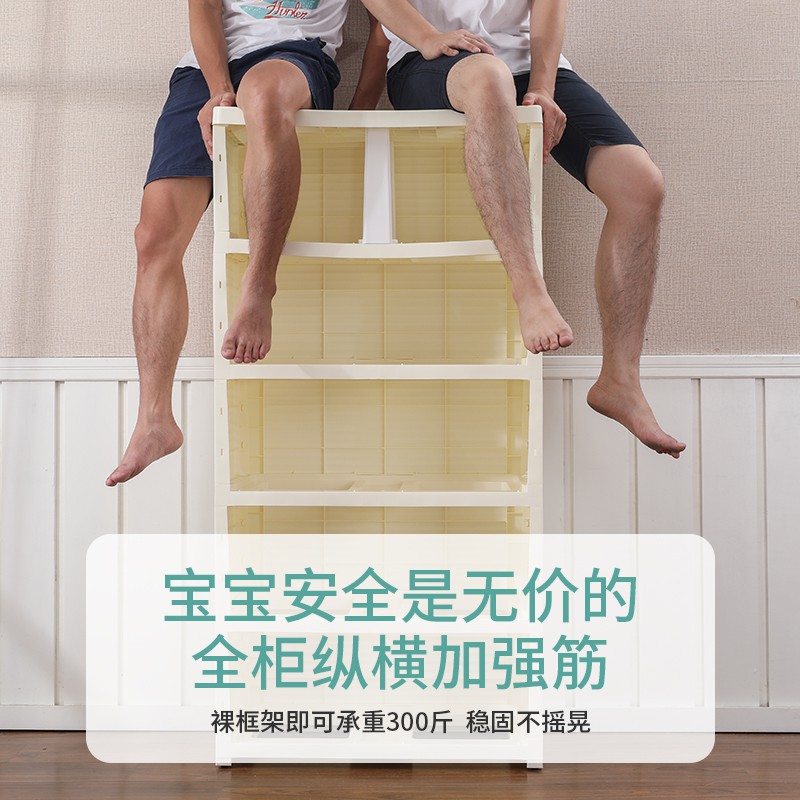 加厚抽屉式收纳柜子宝宝小孩衣橱婴儿童玩具整理箱塑料储物五斗柜收纳柜 三维工匠高清大图