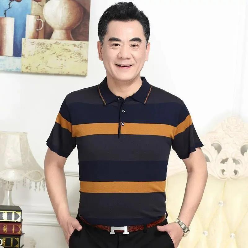 爸爸短袖t恤夏装男士上衣夏季中老年人爷爷休闲商务POLO衫 莎丞