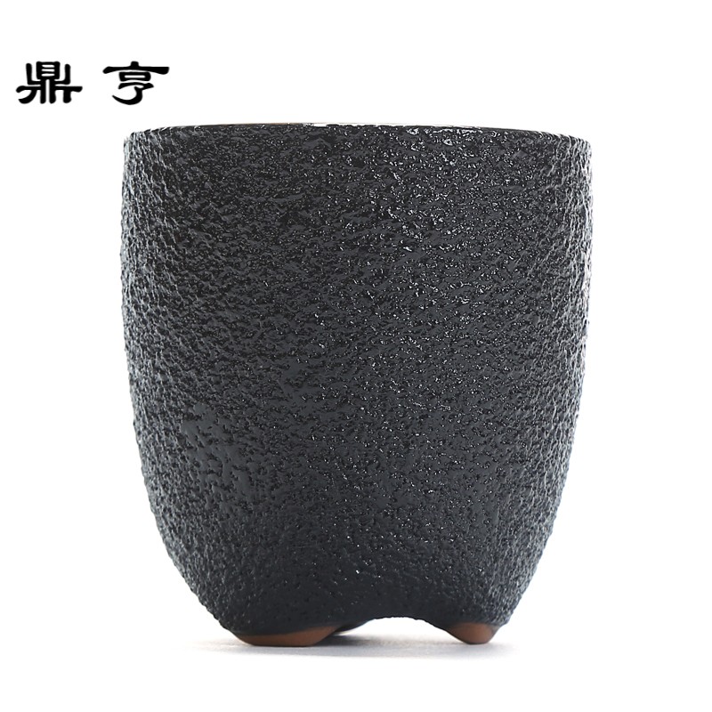 鼎亨黑陶茶杯大号陶瓷杯150毫升主人杯黑色陶杯单杯日式杯酒杯