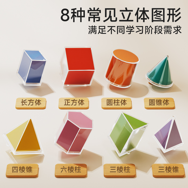 [单盒]透明几何体数学教具 [正版]时光学透视立体几何模型数学教具演示器小学生形体透明分学具全套透明几何体1-6年级小学高清大图