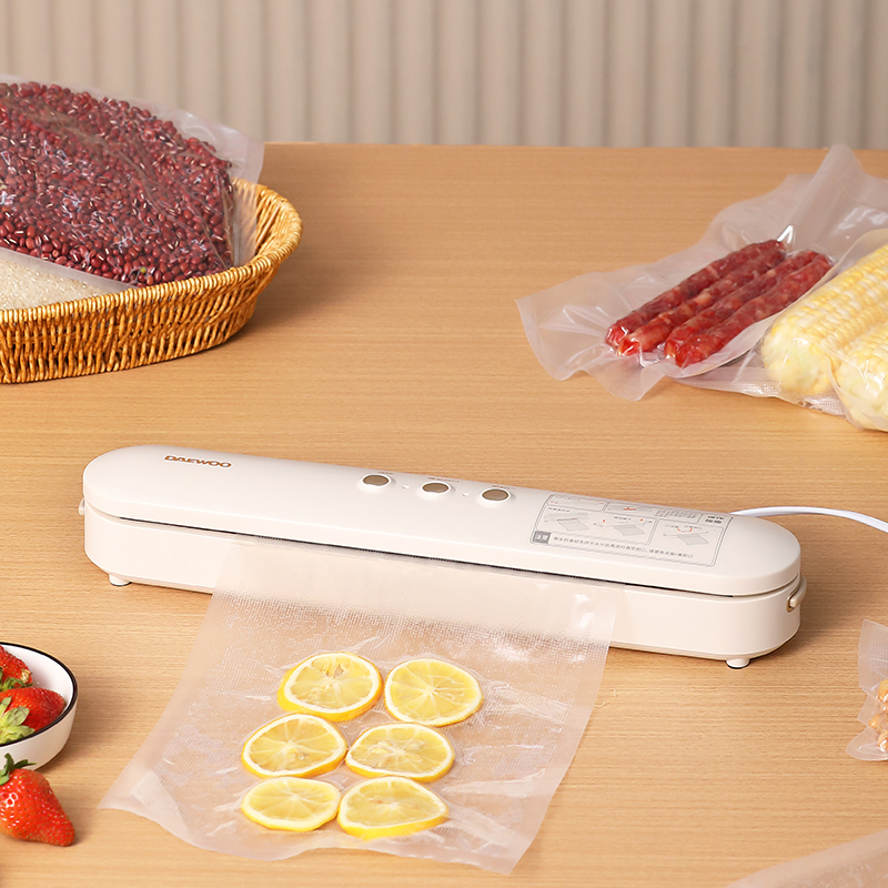 大宇(DAEWOO) 家用干湿两用食品保鲜塑封机 抽真空封口机流苏白 DYFK-90E03高清大图