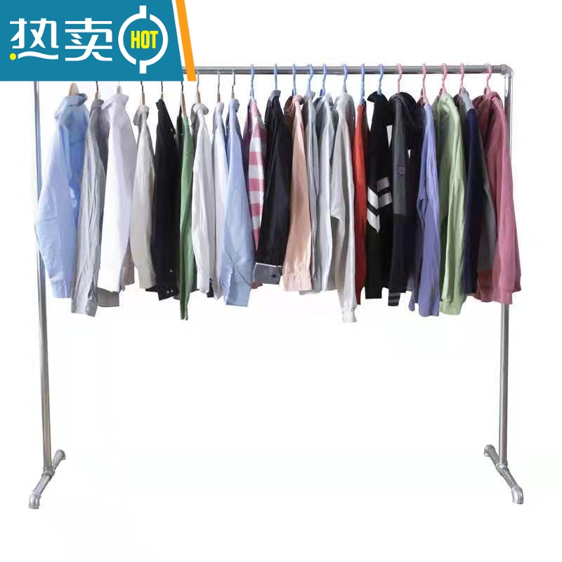 敬平钢管晾衣架挂衣架阳台落地立式单杆不锈家用卧室阳台晒被凉衣杆 6分加厚鞋架款1.8米长1.5米高高清大图