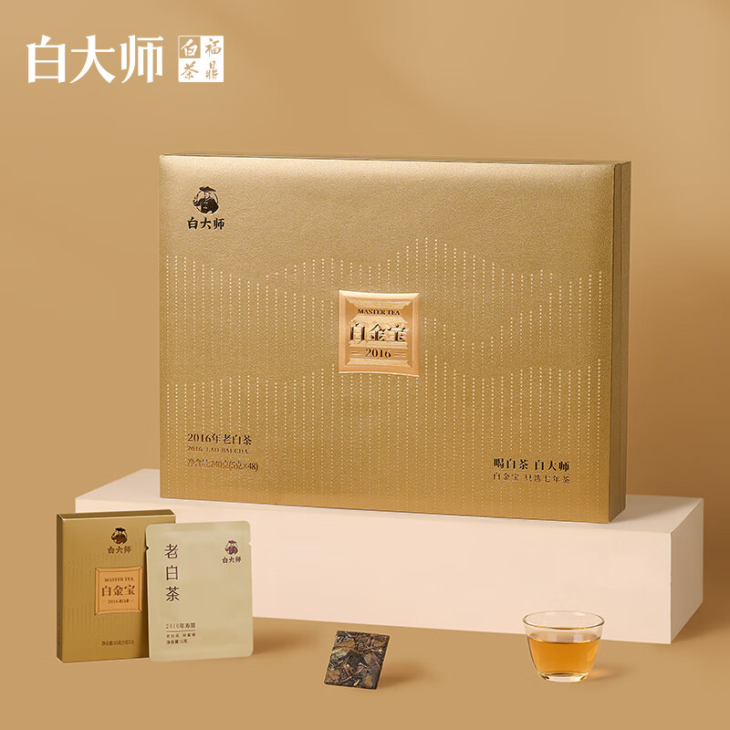 白大师纸质盒·白金宝2016年寿眉饼干茶 (240克)高清大图