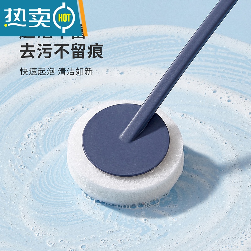 敬平家用清洁刷瓷砖浴缸清洁刷强去污吸水长柄可替换海绵刷 白色两只装刷子高清大图
