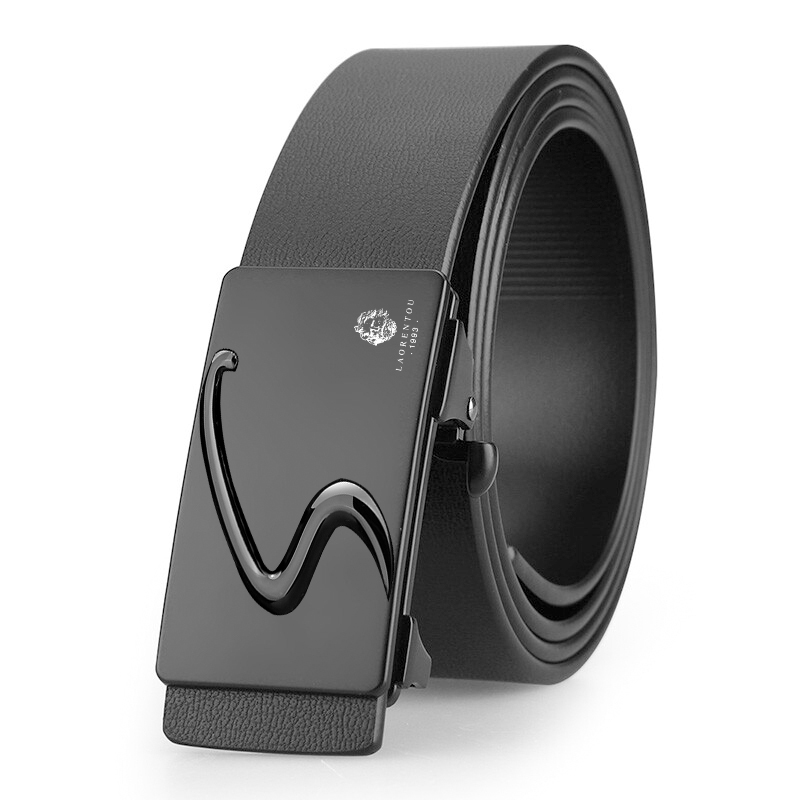 老人头皮带男真皮正品内穿无牙自动扣牛皮腰带休闲品牌裤带耐用