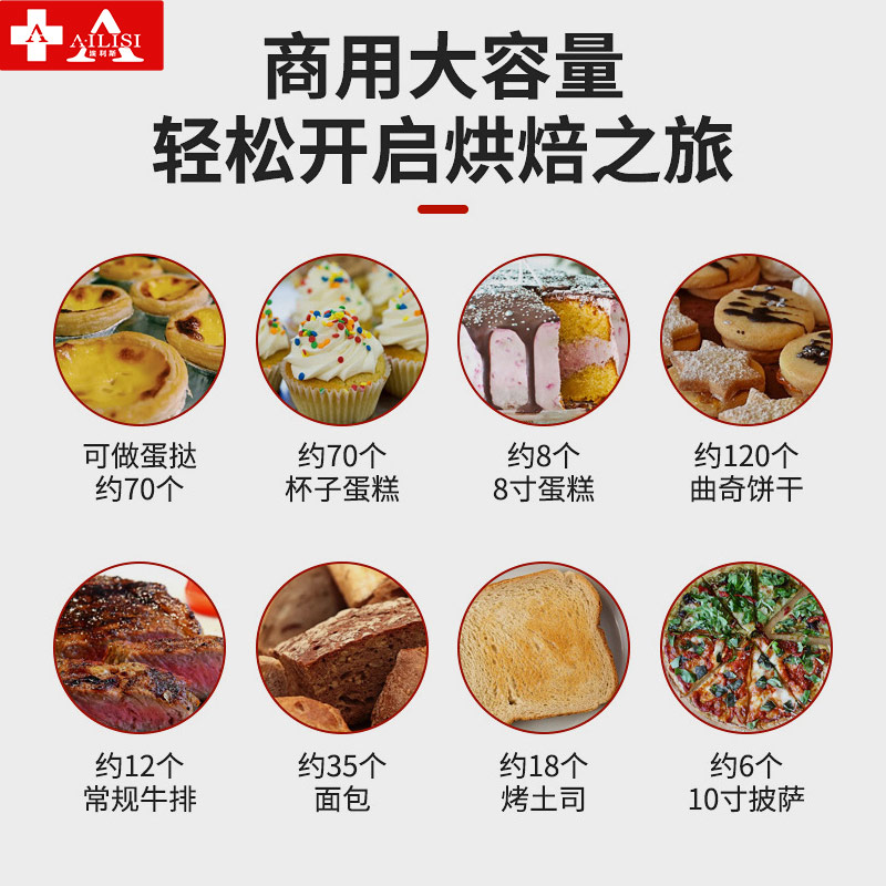 埃利斯(AILISI)商用厨房商用高温烤箱 披萨蛋糕面包西餐后厨 大型月饼烘炉 电烤箱一层两盘电脑款高清大图
