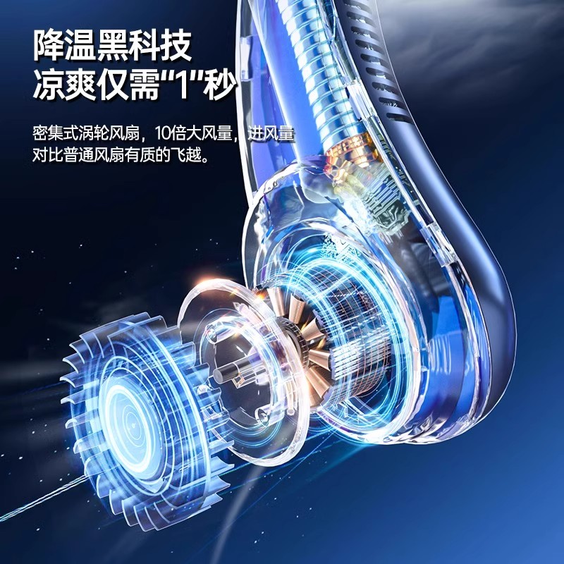 挂脖风扇usb便携式随身小型无叶懒人挂脖子充电静音制冷空调户外高清大图
