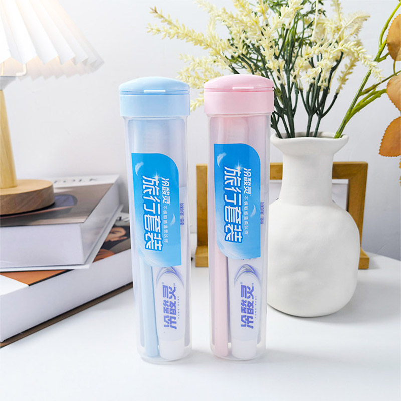 冷酸灵旅行套装牙膏牙刷组合装便携式洗漱小支小样出行收纳盒-[蓝色+粉色]冷酸灵旅行套装*2高清大图