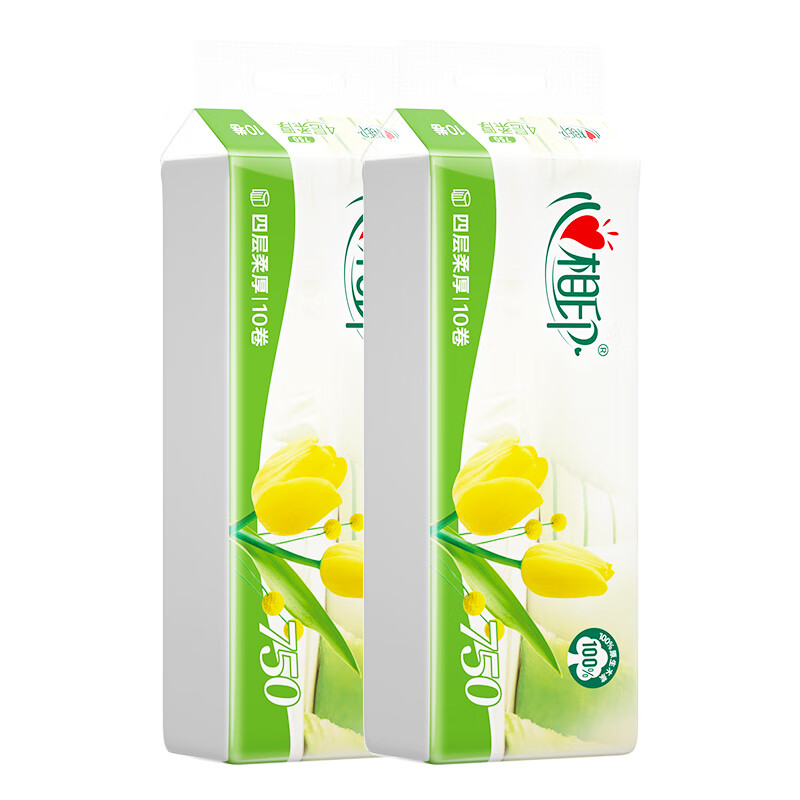 心相印 优选郁金香系列4层无芯卫生纸 75g/卷 10卷/提 2提装 LR910