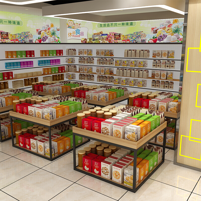超市便利店堆头零食饮料陈列柜红酒展示柜药房母婴店中岛货架现货