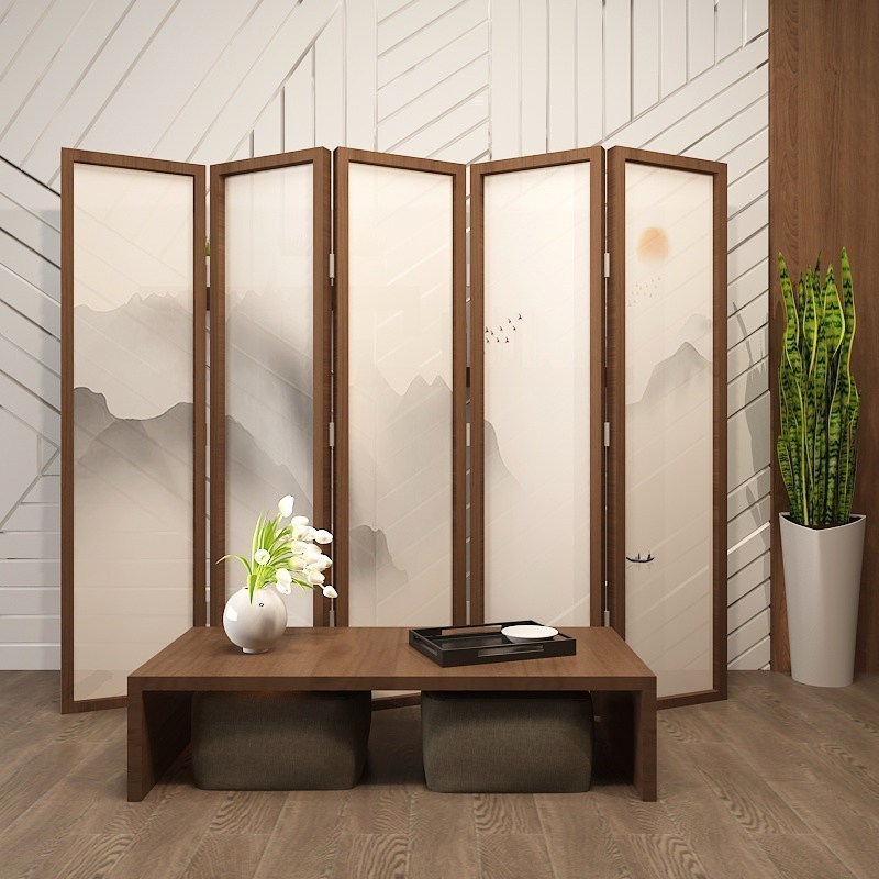 BONJEAN新中式实木屏风隔断客厅卧室办公室餐厅玄关遮挡家用折叠移动折屏高清大图