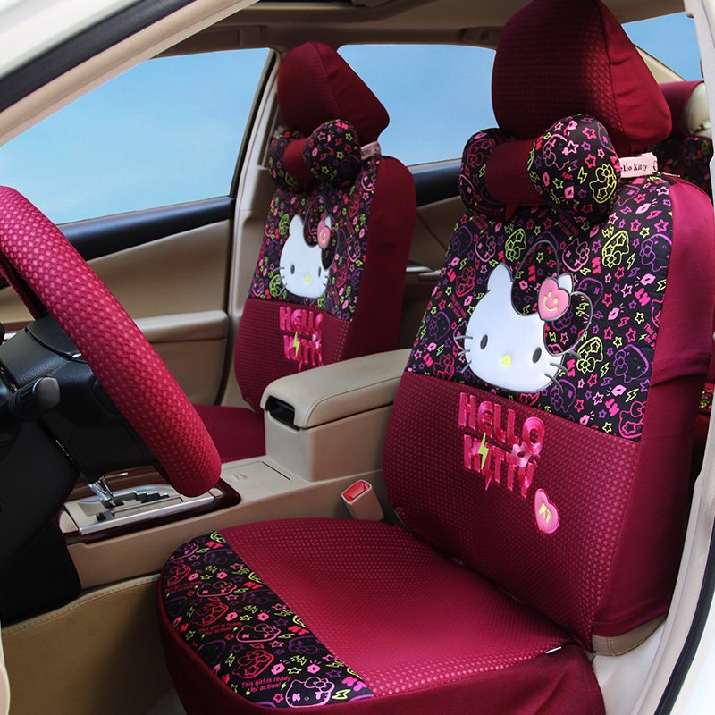 HelloKitty凯蒂猫汽车用品 车用女士潮牌时尚坐垫套 通用kt凯蒂猫卡通可爱保暖冬季汽车座垫