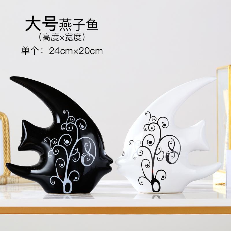 现代家居陶瓷装饰品摆件客厅酒柜工艺品摆设创意房间卧室个性饰品 三维工匠 大号一对高清大图