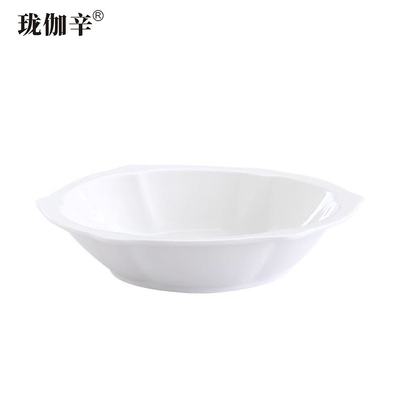 珑伽辛 白色陶瓷雪花碗 9英寸/个 9英寸