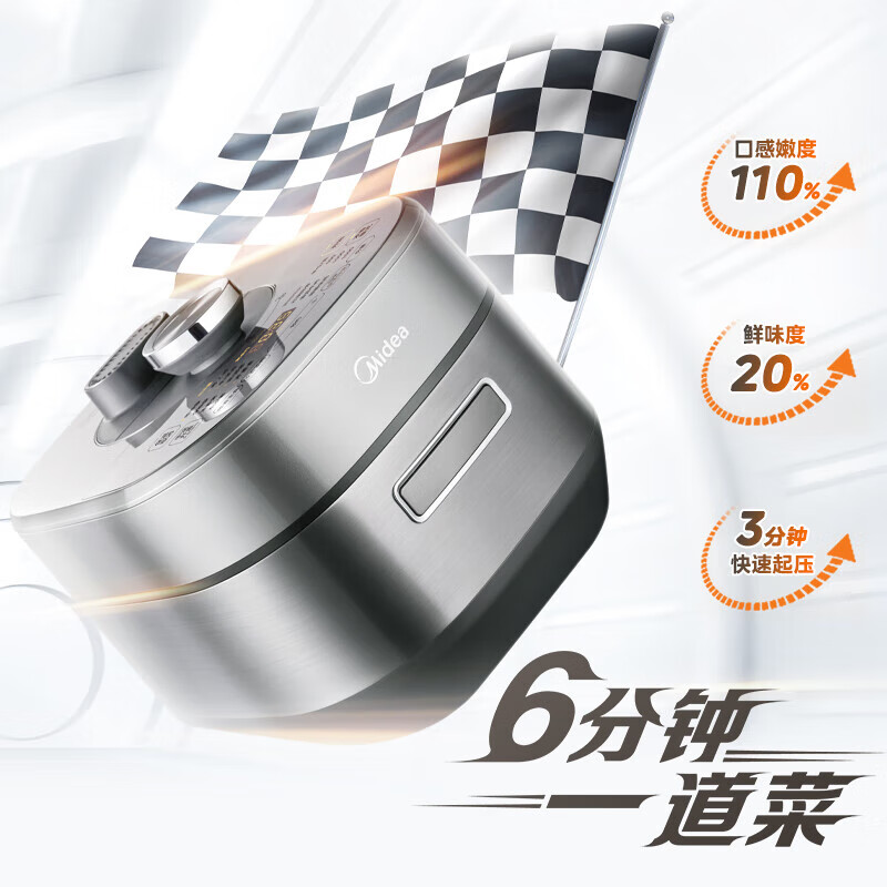 美的(Midea)电压力锅家用高压锅饭煲大容量5L双钢胆快速高压锅 MY-S572N高清大图