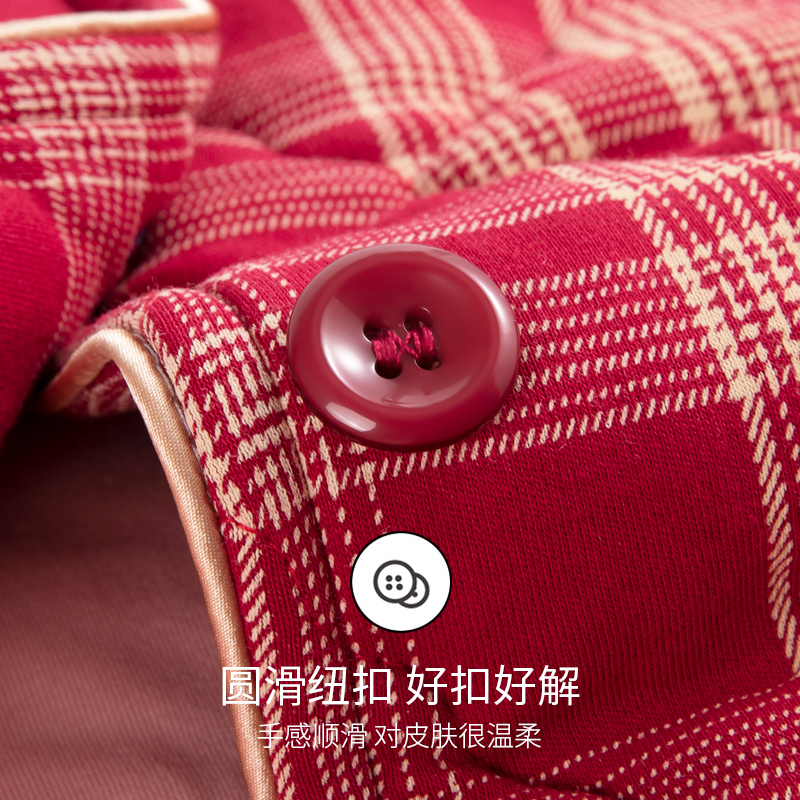 浪莎睡衣女冬季加厚纯棉夹棉冬天女款秋冬三层保暖妈妈冬款家居服高清大图