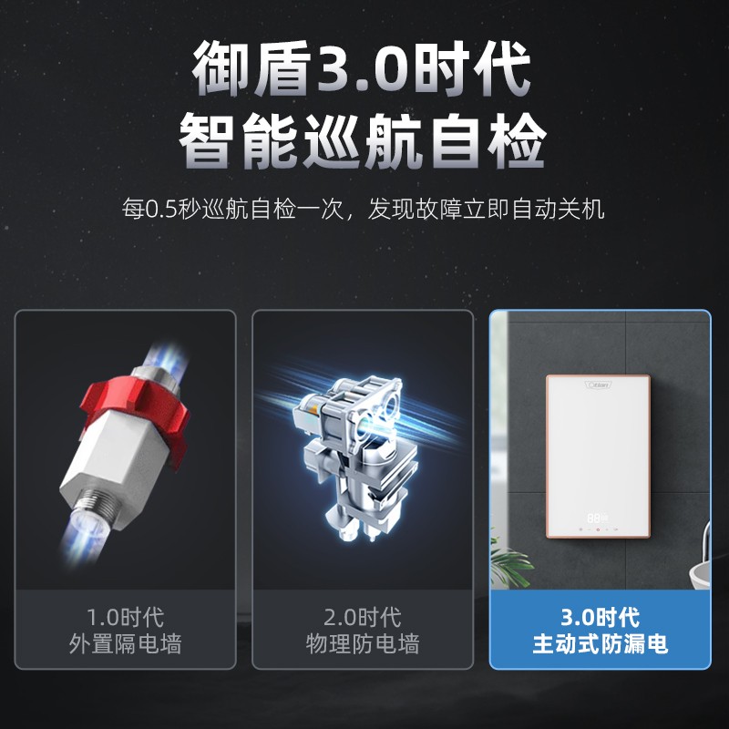 奥特朗(Otlan)F16B-Z85A 即热式电热水器小型变频恒温淋浴洗澡过水快速热卫生间免储水智能家电 蓝牙音乐通话高清大图