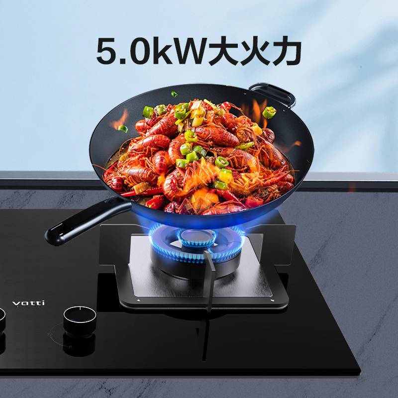 华帝(vatti)JZT-ZS306天然气灶 5.0猛火 方形锅支架 分体炉头 热电偶熄火保护 一级能效