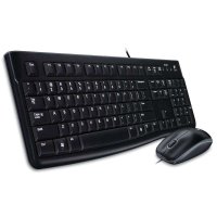 罗技(Logitech)MK120有线套装键鼠套装USB接口笔记本台式机电脑游戏键盘鼠标薄膜键盘家用办公防泼溅黑色