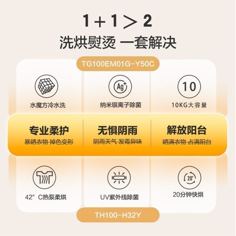 [洗烘套餐/套装]小天鹅滚筒洗衣机+热泵烘干机Y50C+H32Y水魔方 热泵 智能家电李佳琦直播相似款(50+32)