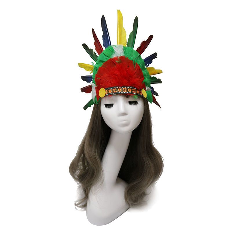 大王叫我来巡山印第安部落酋长羽毛头饰非洲鼓道具野人土著表演出六色