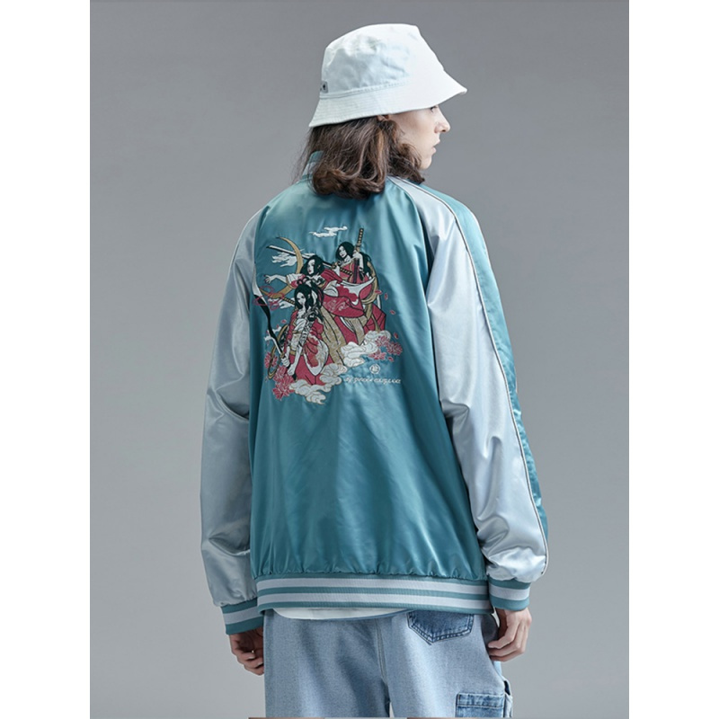 guuka日系刺绣夹克外套男潮牌春青少年嘻哈横须贺运动棒球服宽松