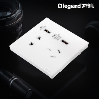 罗格朗(Legrand)开关插座逸远素月白5孔五孔面板暗装带usb墙面墙壁家用充电86型电源插座