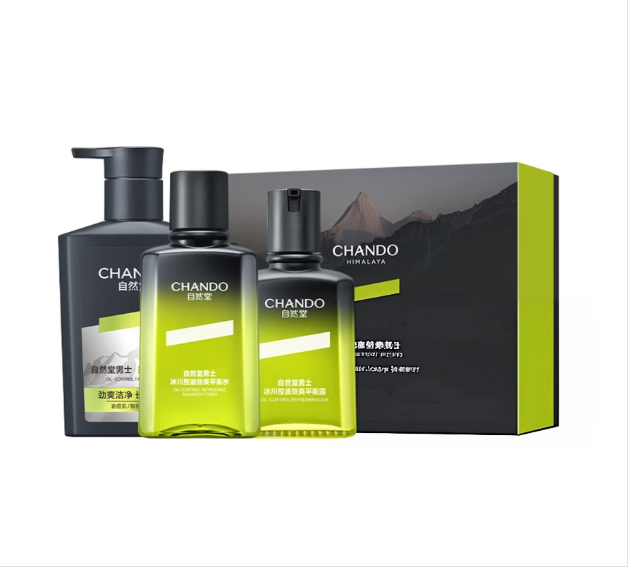 自然堂 男士冰川控油劲爽三件套(洁面160ml+控油平衡水120mL+控油平衡露70mL)/套