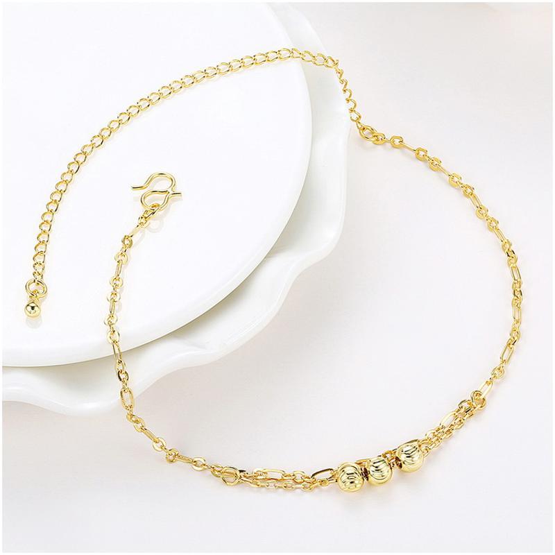 A041-A Women 18K yellow gold anklet jewelry 镀黄金色女脚链潮